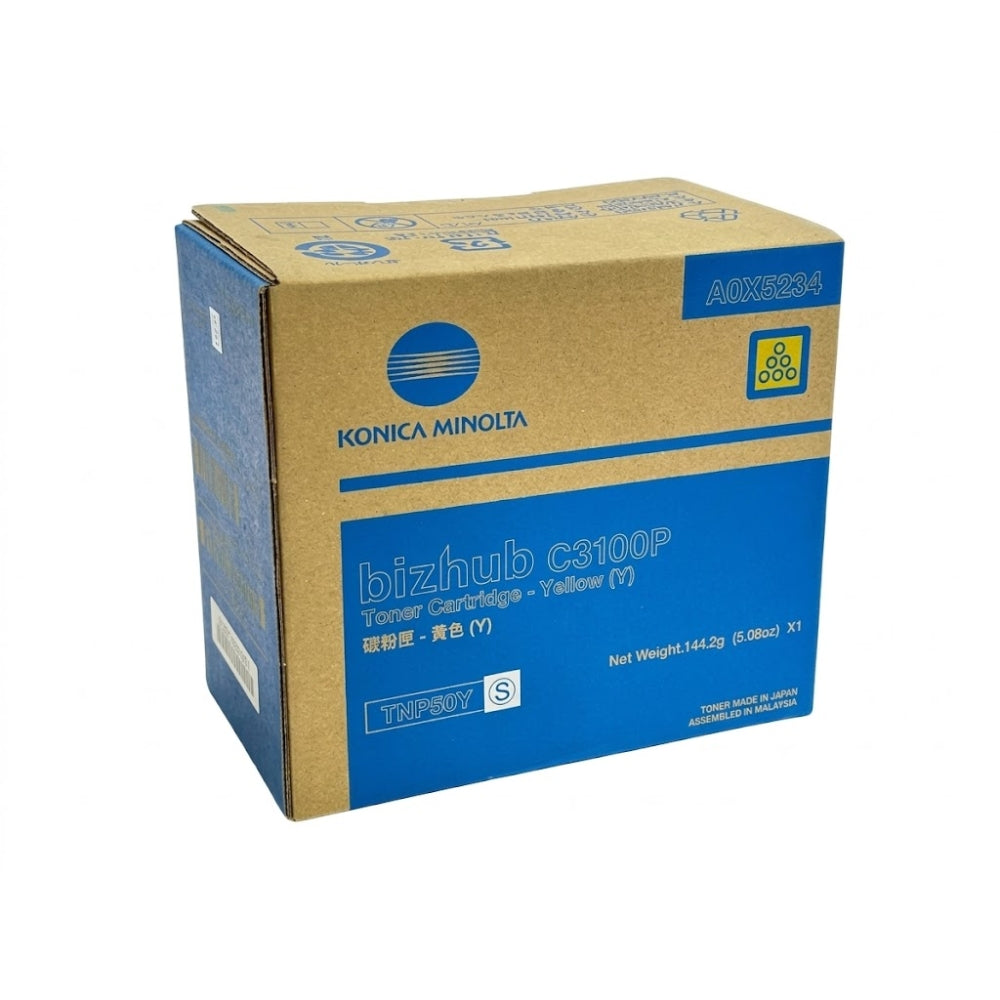 New, Pre-Owned, Original Konica Minolta TNP50Y Standard Yield Yellow Toner Cartridge, A0X5234
