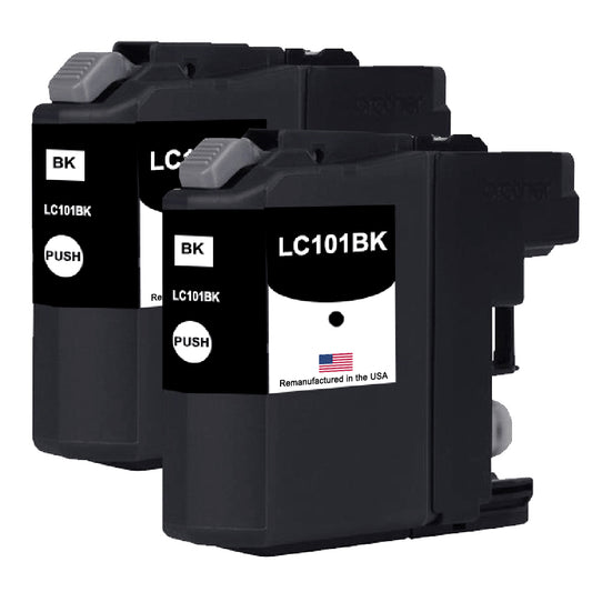 U.S. Remanufactured for Brother LC101BK Black Twin Pack Ink Cartridge