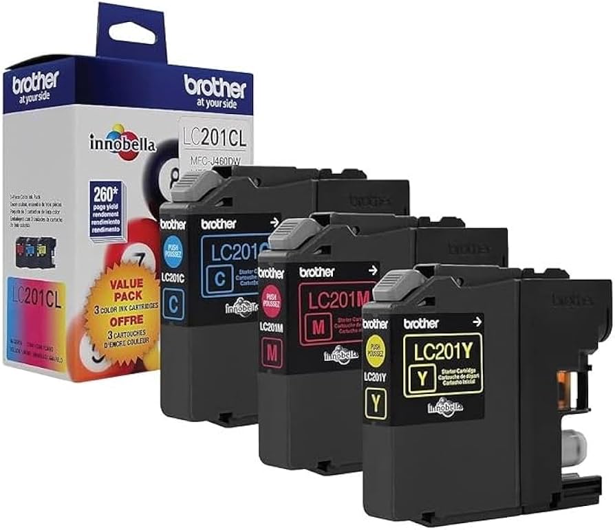 Original Brother LC201 Standard Yield Tri-Colour ink bottle-3-Pack