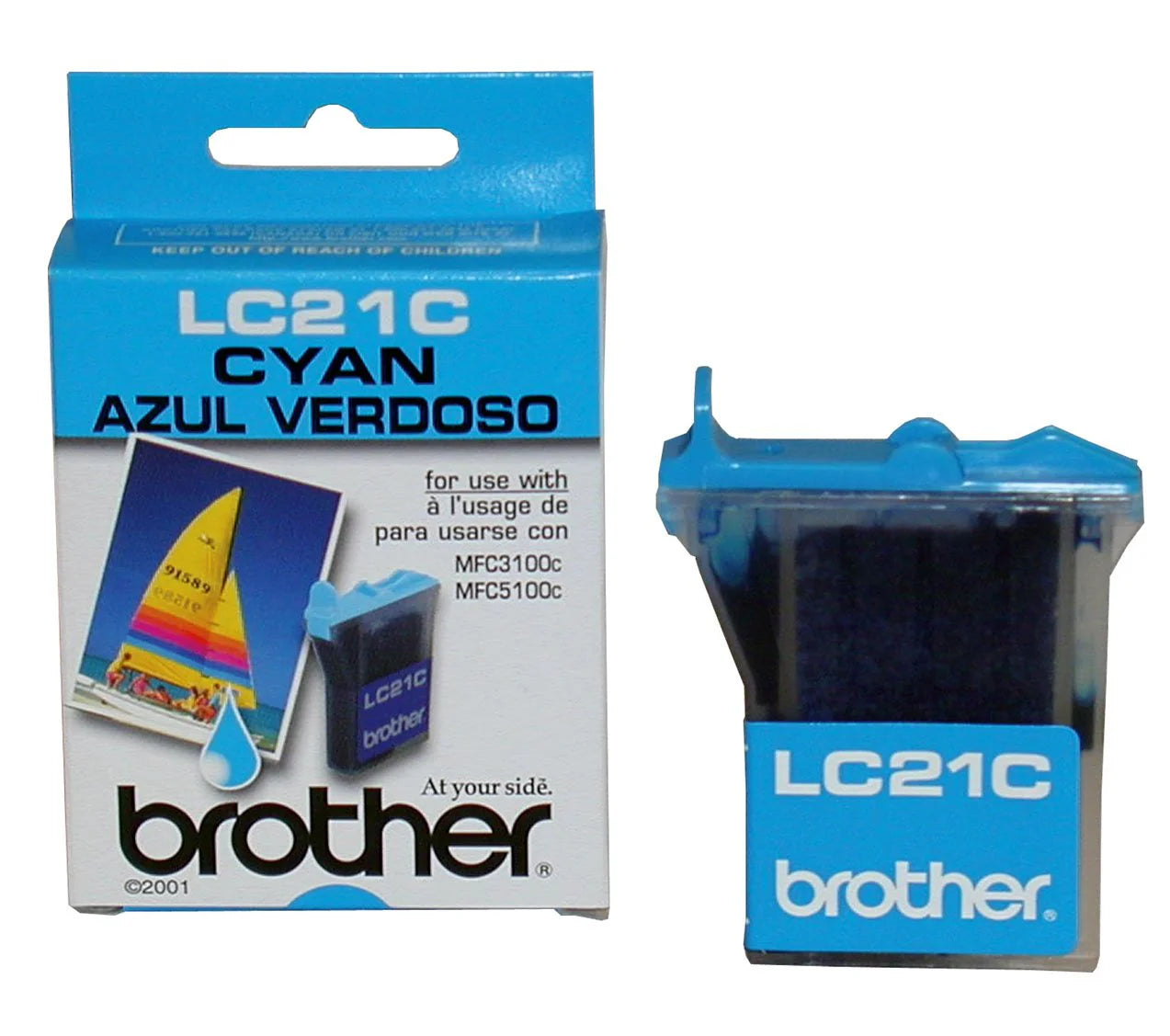 Original Brother LC21 Innobella Standard Yield Cyan Ink Cartridge, LC21C