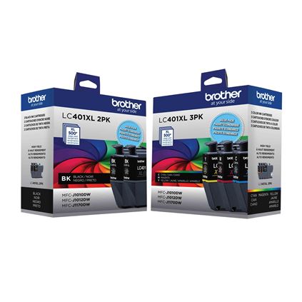 New, Pre-Owned - Brother LC401XL High Yield Ink, (Black 2-pack) Cyan/Magenta/Yellow, Pack Of 5 Cartridges