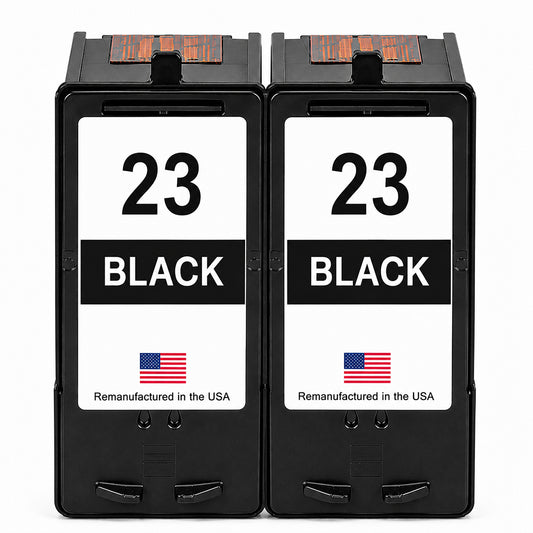 U.S. Remanufactured for Lexmark #23 18C1523 Black Ink Cartridge Twin Pack