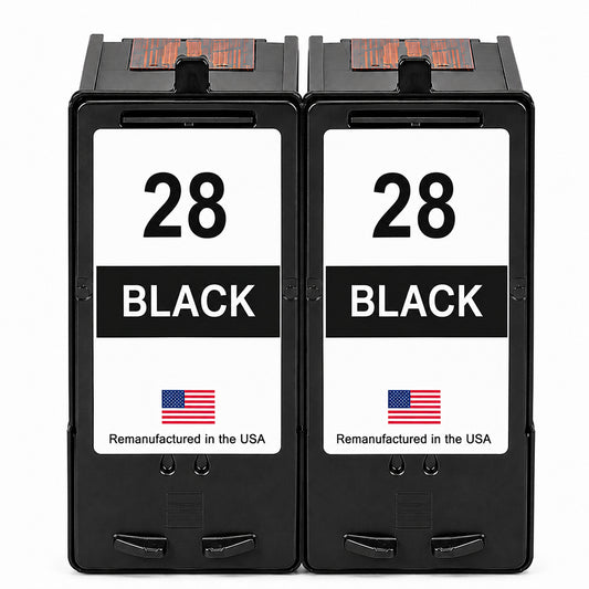 U.S. Remanufactured for Lexmark #28 18C1428 Black Ink Cartridge Twin Pack