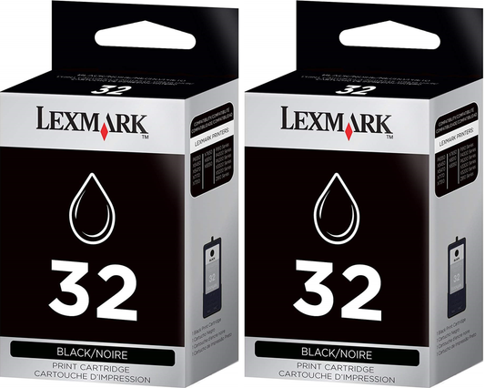 New, Pre-Owned - Lexmark (18C0533) NO.32  Ink Cartridges (Black, 2-Pack)