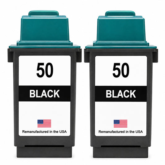 U.S. Remanufactured for Lexmark #50 17G0050 Black Ink Cartridge Twin Pack