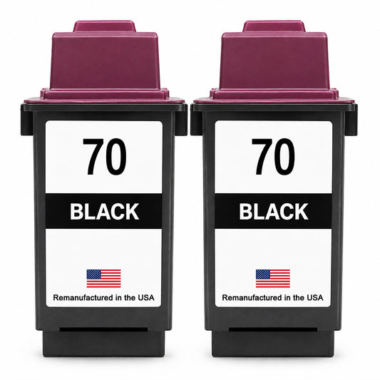 U.S. Remanufactured for Lexmark #70 12A1970 Black Ink Cartridge Twin Pack