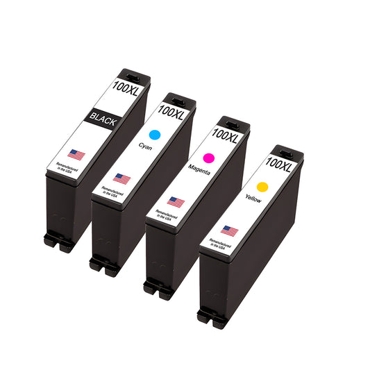 U.S. Remanufactured for Lexmark #100XL 1 Black / 3 Color Ink Cartridge 4-Pack