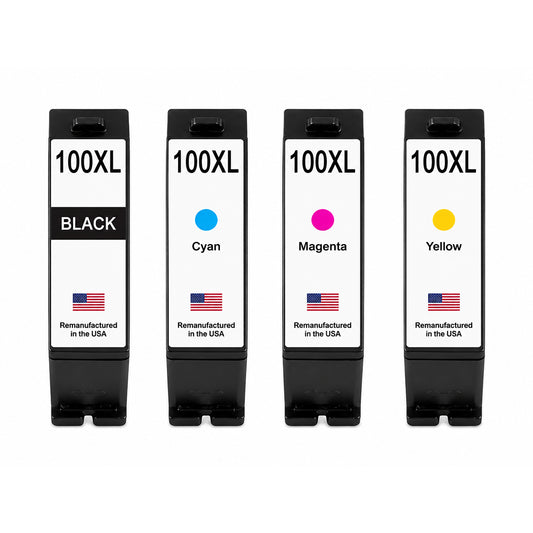 U.S. Remanufactured for Lexmark #100XL 1 Black / 3 Color Ink Cartridge 4-Pack