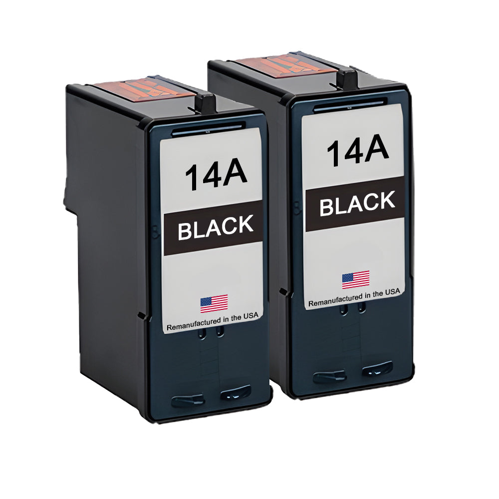 U.S. Remanufactured for Lexmark #14A 18C2090 Black Ink Cartridge Twin Pack