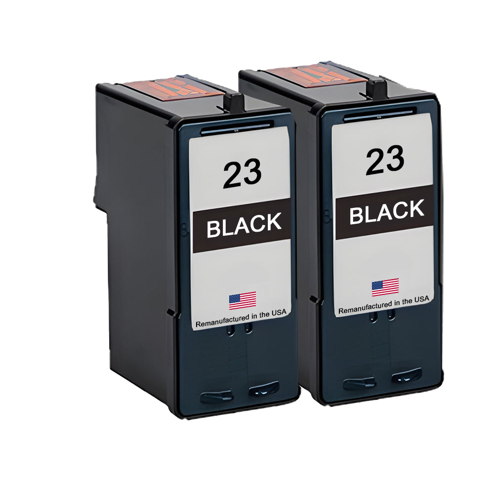 U.S. Remanufactured for Lexmark #23 18C1523 Black Ink Cartridge Twin Pack