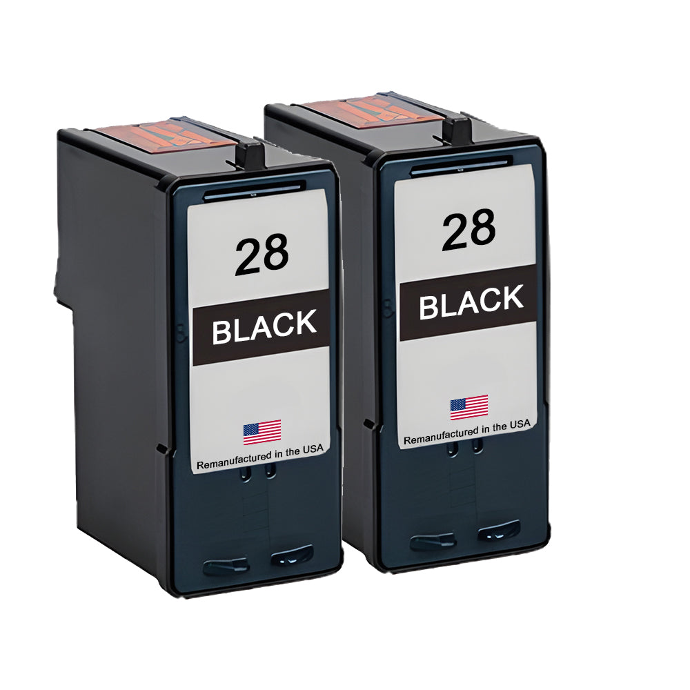 U.S. Remanufactured for Lexmark #28 18C1428 Black Ink Cartridge Twin Pack