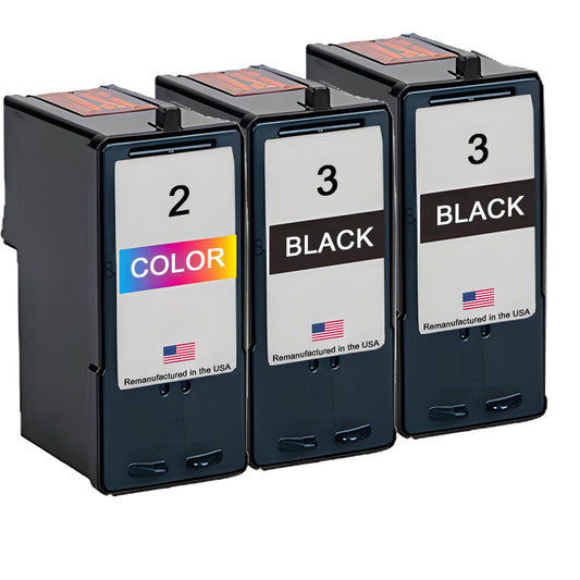 U.S. Remanufactured for Lexmark #3 2 Black / #2 1 Color Ink Cartridge 3-Pack
