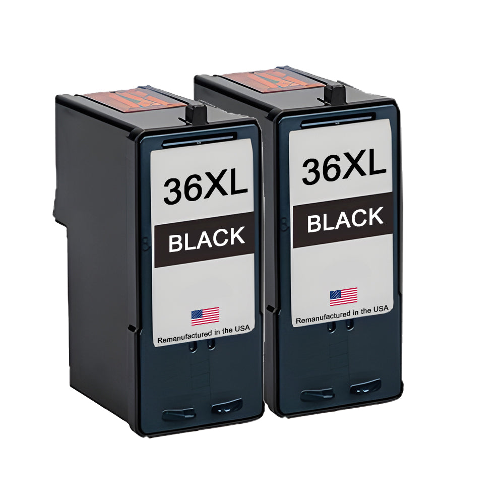 U.S. Remanufactured for Lexmark #36XL 18C2170 Black Ink Cartridge High Yield Twin Pack