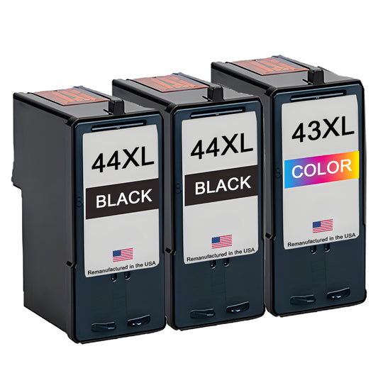 U.S. Remanufactured for Lexmark #44XL 2 Black / #43XL 1 Color Ink Cartridges 3-Pack