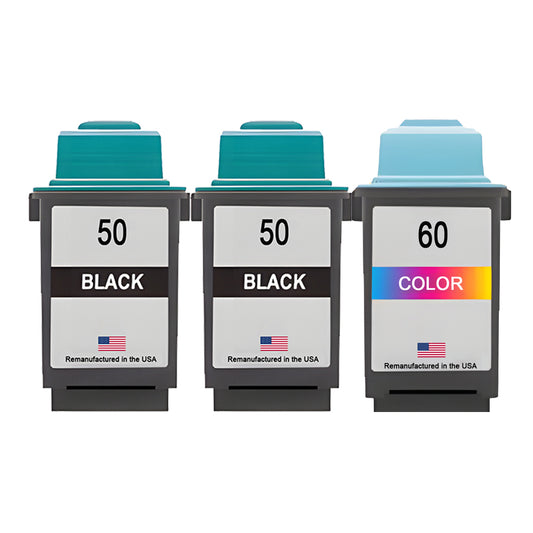 U.S. Remanufactured for Lexmark #50 2 Black / #60 1 Color Ink Cartridges 3-Pack