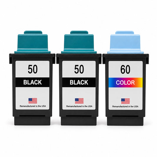 U.S. Remanufactured for Lexmark #50 2 Black / #60 1 Color Ink Cartridges 3-Pack