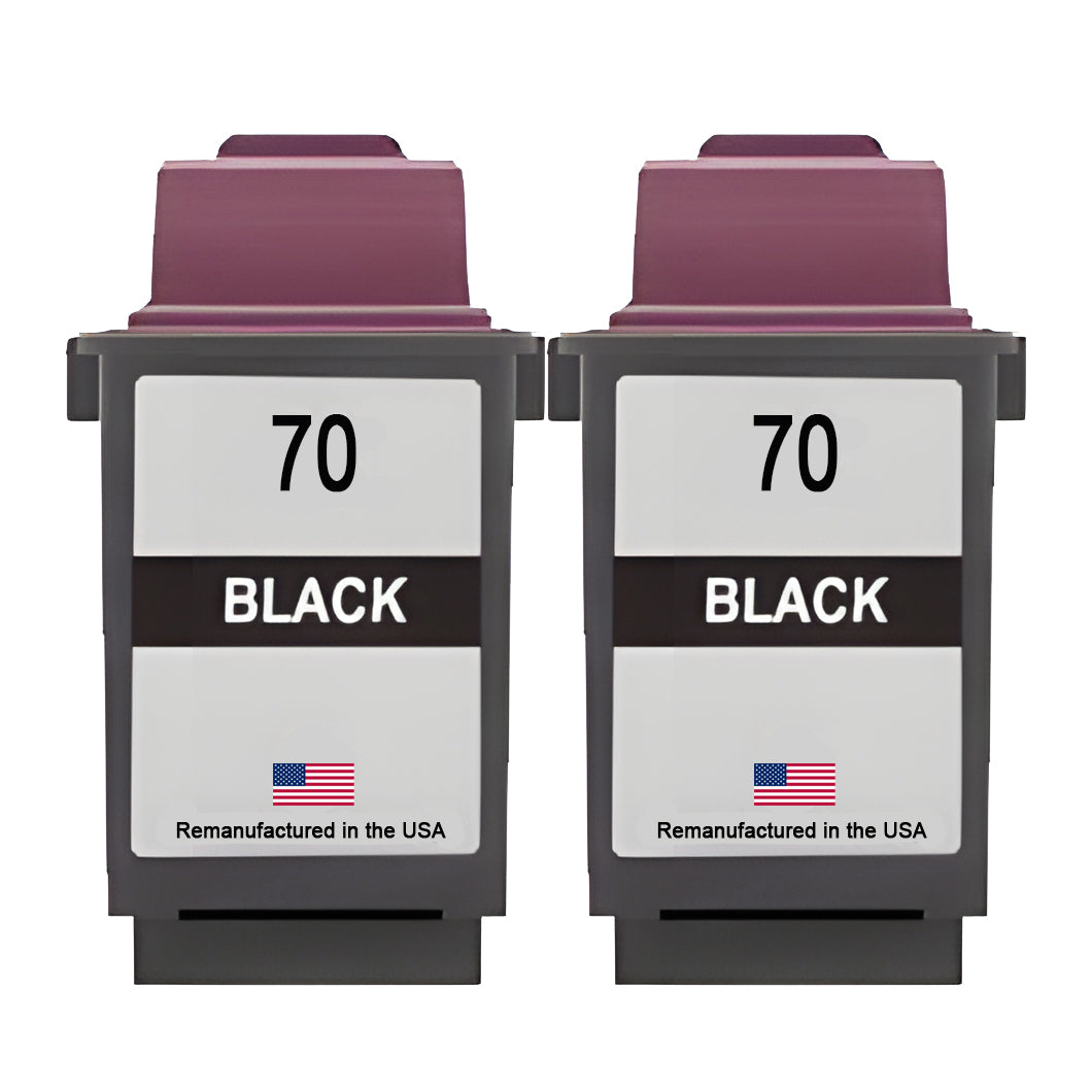 U.S. Remanufactured for Lexmark #70 12A1970 Black Ink Cartridge Twin Pack