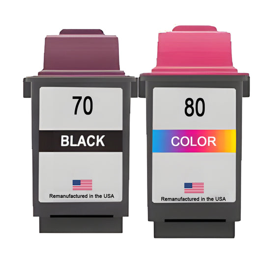 U.S. Remanufactured for Lexmark #70 Black / #80 Color Ink Cartridges Combo Pack