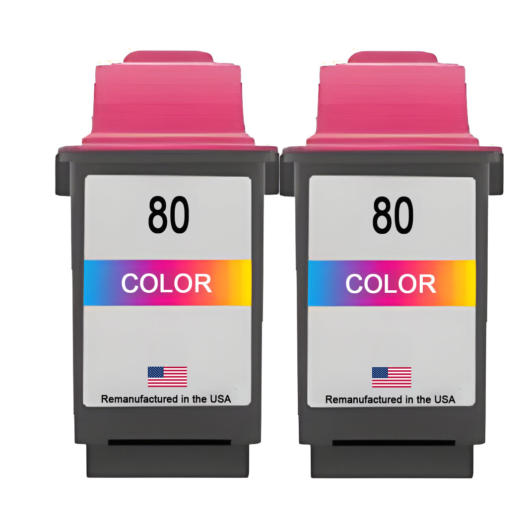 U.S. Remanufactured for Lexmark #80 12A1980 Color Ink Cartridge Twin Pack