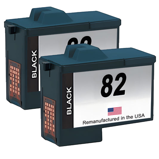 U.S. Remanufactured for Lexmark #82 18L0032 Black Ink Cartridge Twin Pack