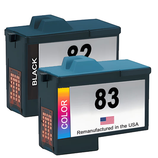 U.S. Remanufactured Ink Cartridges for Lexmark #82 Black / #83 Color Combo Pack