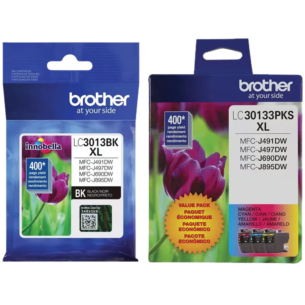 New, Pre-Owned - Brother LC3013XL Black, Cyan, Magenta and Yellow Ink Cartridge