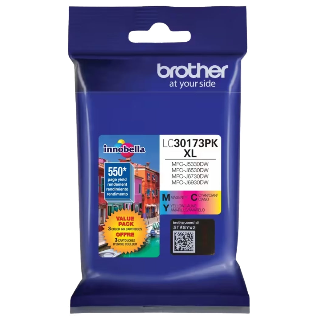 New, Pre-Owned - Brother LC3017XL Cyan, Magenta, Yellow Ink Cartridge, 3-Pack