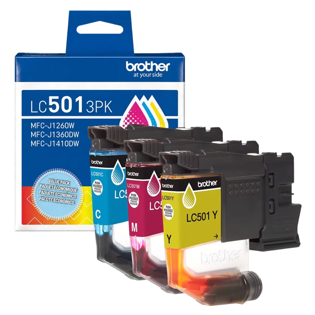New, Pre-Owned - Brother LC501 Standard Yield Multi-Color (CMY) Ink Cartridge,3-Pack
