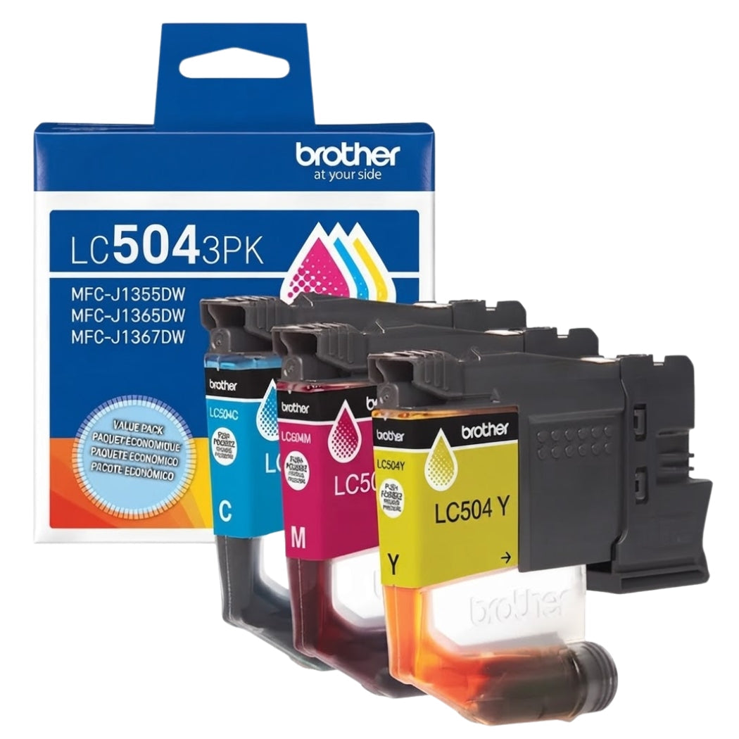 New, Pre-Owned - Brother LC504XL High Yield Multi-Color (CMY) Ink Cartridge,3-Pack