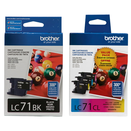 New, Pre-Owned - Brother LC71 Black, Cyan, Magenta, Yellow Ink Cartridges