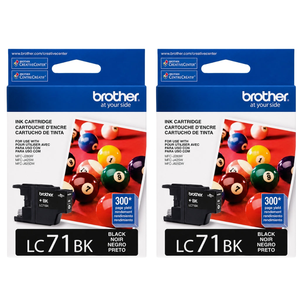 New, Pre-Owned - Brother LC71 Black Ink Cartridge, Pack Of 2