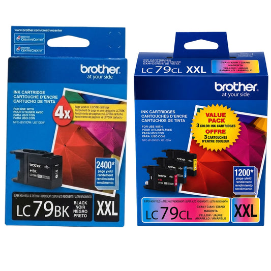 New, Pre-Owned - Brother LC79 Black, Cyan, Magenta, Yellow Ink Cartridges