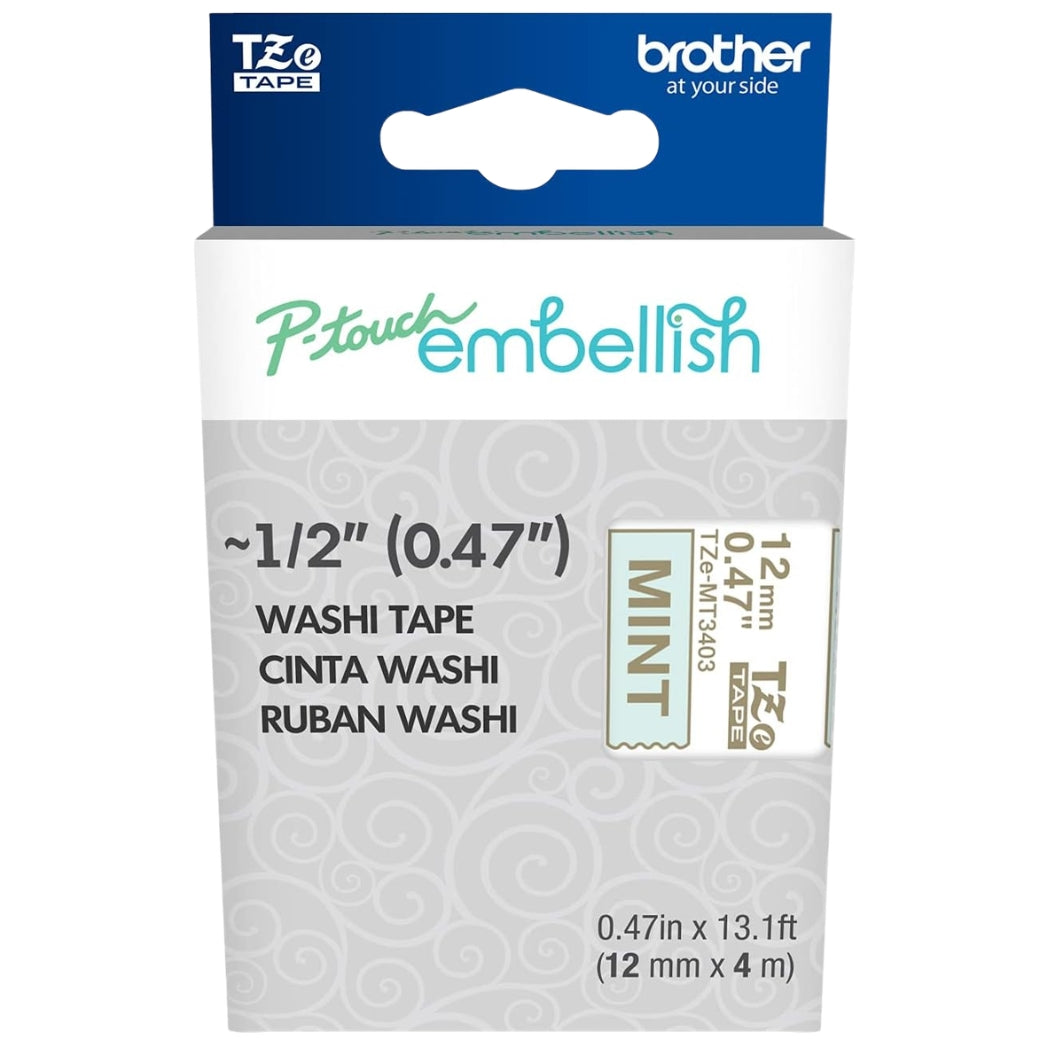New, Pre-owned, Original Brother P-Touch Embellish Gold Print on Pink Hearts Washi Tape TZeMT3406  ~½” Wide x 13.1’ Long for Use With P-Touch Embellish Ribbon & Tape Printer