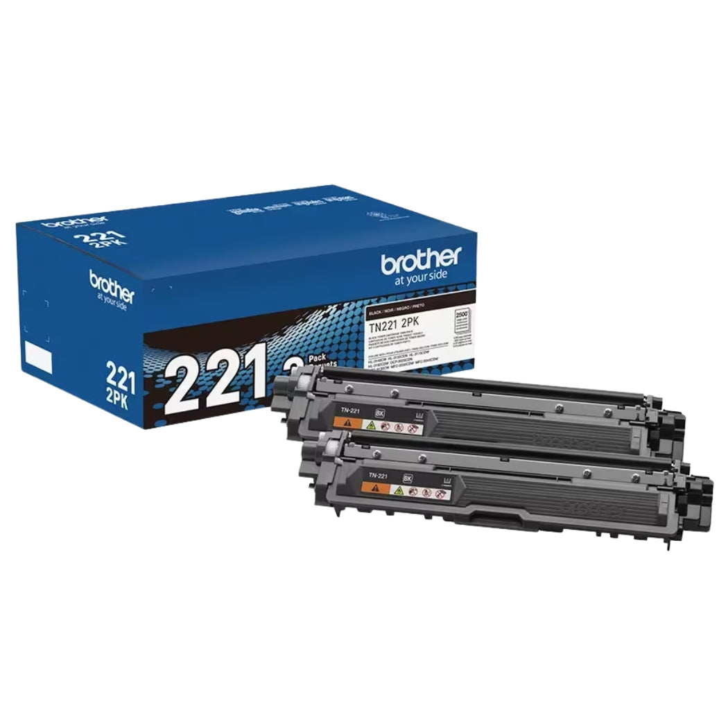 New, Pre-Owned - Brother TN-221 Standard-Yield Black Toner Cartridge, 2-Pack