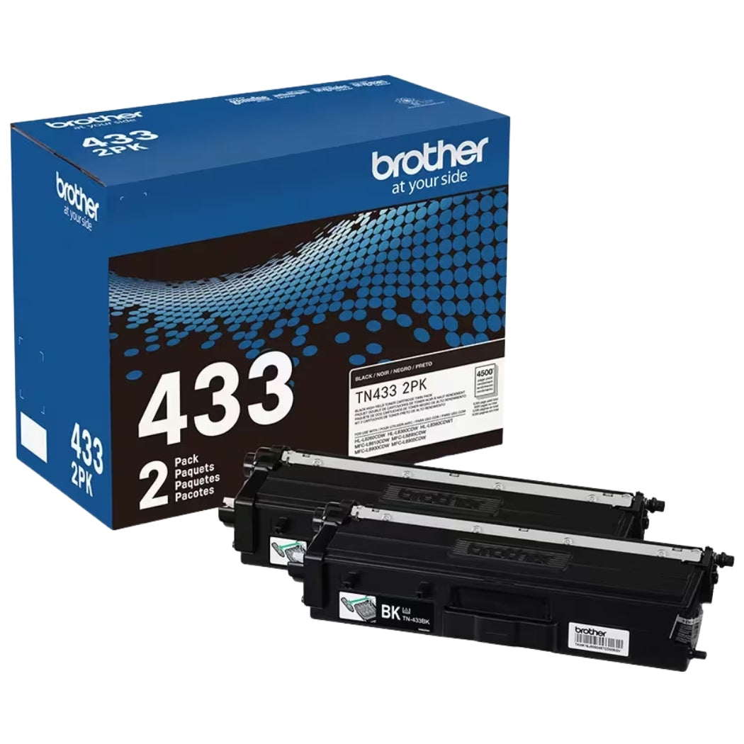 New, Pre-Owned - Brother TN433 High Yield Black Toner Cartridge, 2-Pack