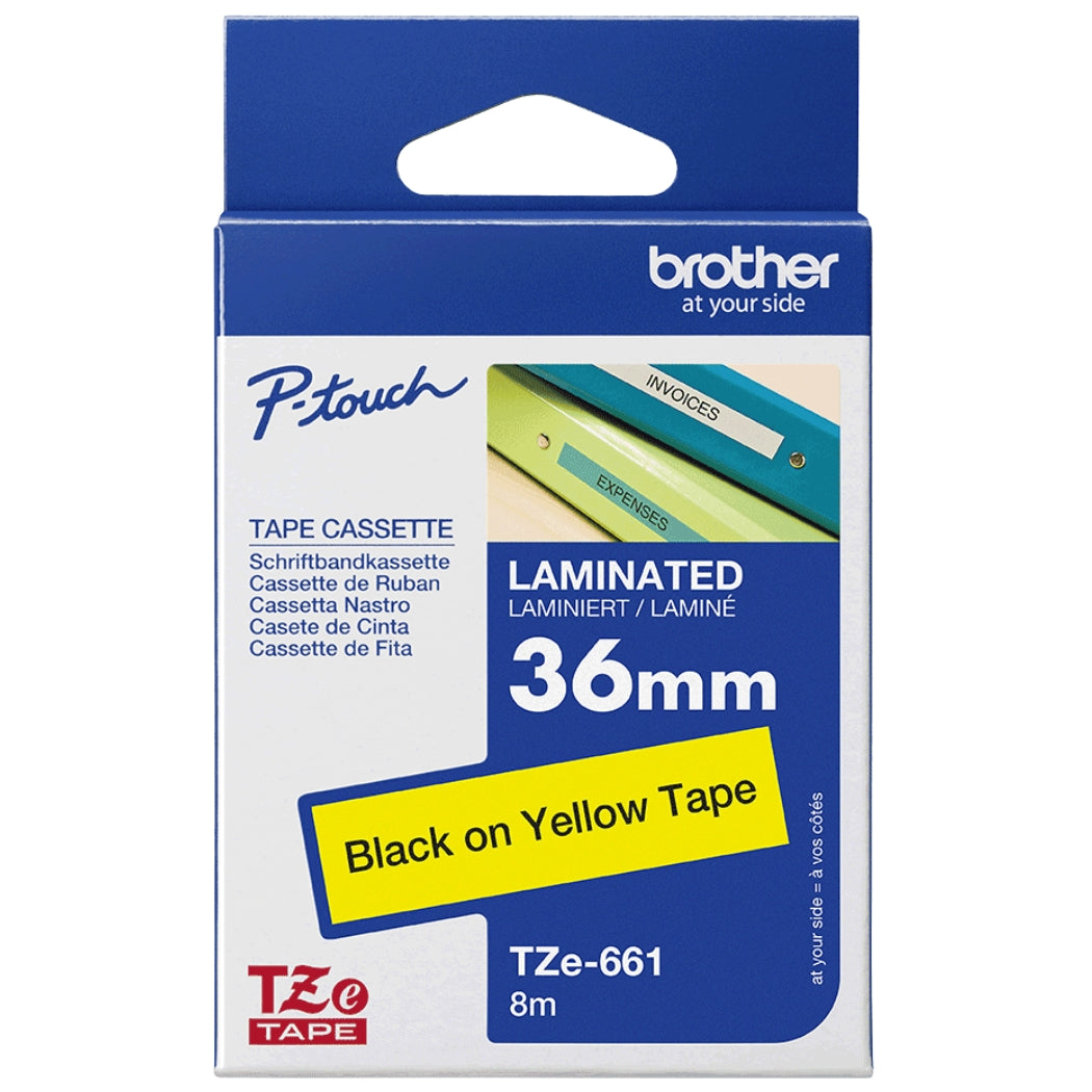 New, Pre-Owned - Brother TZe-661 Labelling Tape Cassette 36mm (W) * 8m (L) Black print on Yellow Tape-TZe-661