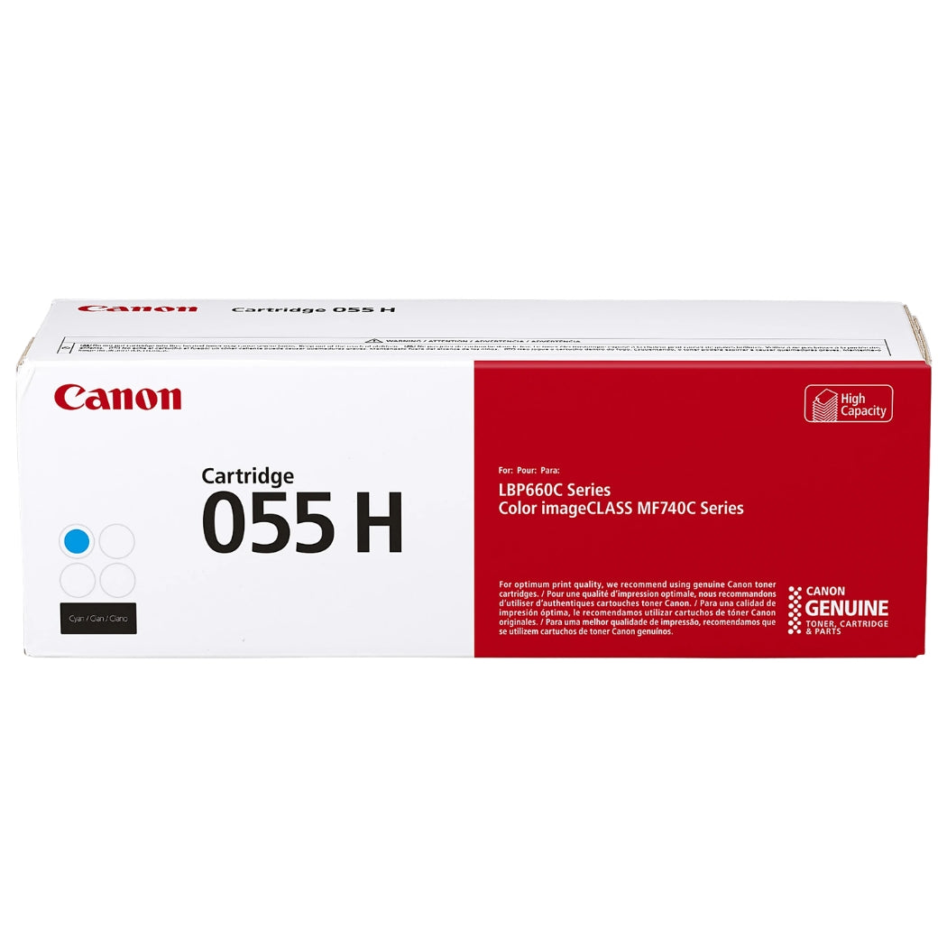 New, Pre-Owned - Canon 055H High-Yield Cyan Laser Toner Cartridge, 3019C001