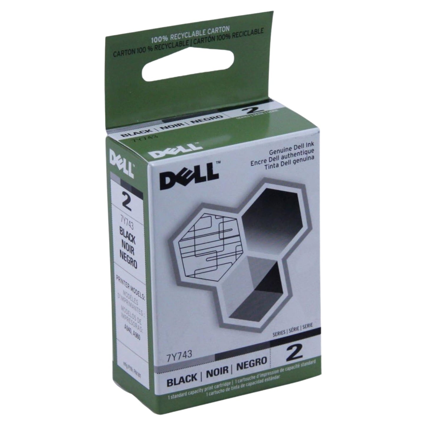 New, Pre-Owned - Dell Series 2 7Y743 Black Ink Cartridges