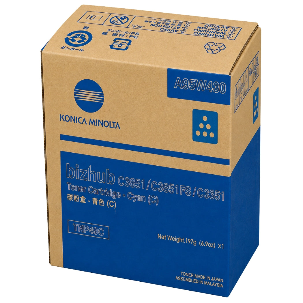 New, Pre-Owned - Konica Minolta TNP49C High Yield Cyan Toner Cartridge, A95W430