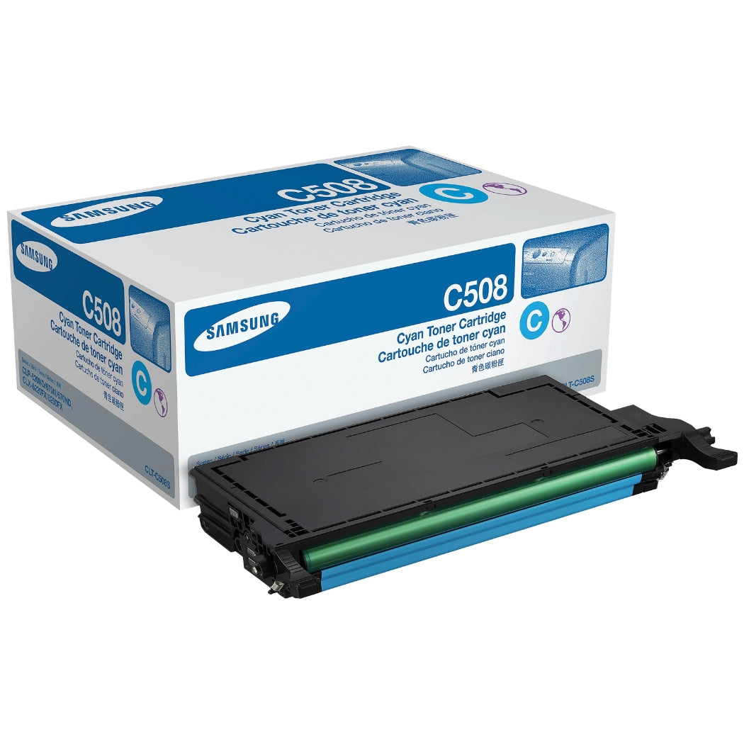 New, Pre-Owned - Samsung C508S Standard Yield Cyan Toner Cartridge, CLT-C508S