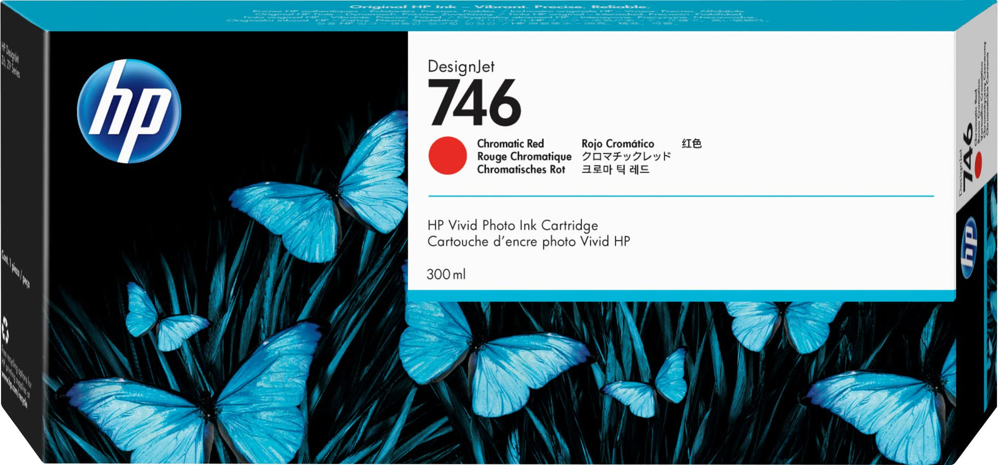 Original HP 746 300-ml Chromatic Red DesignJet Ink Cartridge, P2V81A