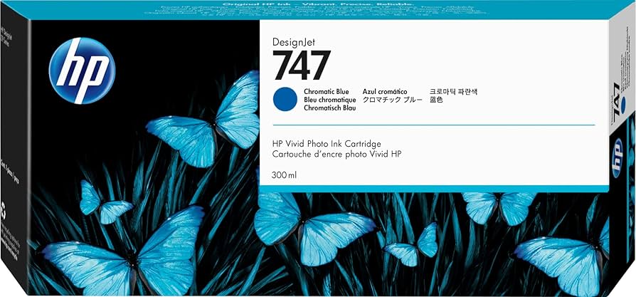 HP 747 300-ml Chromatic Blue DesignJet Ink Cartridge
