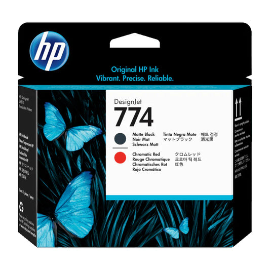 New, Pre-Owned - HP 774 Matte Black/Chromatic Red DesignJet Printhead, P2V97A