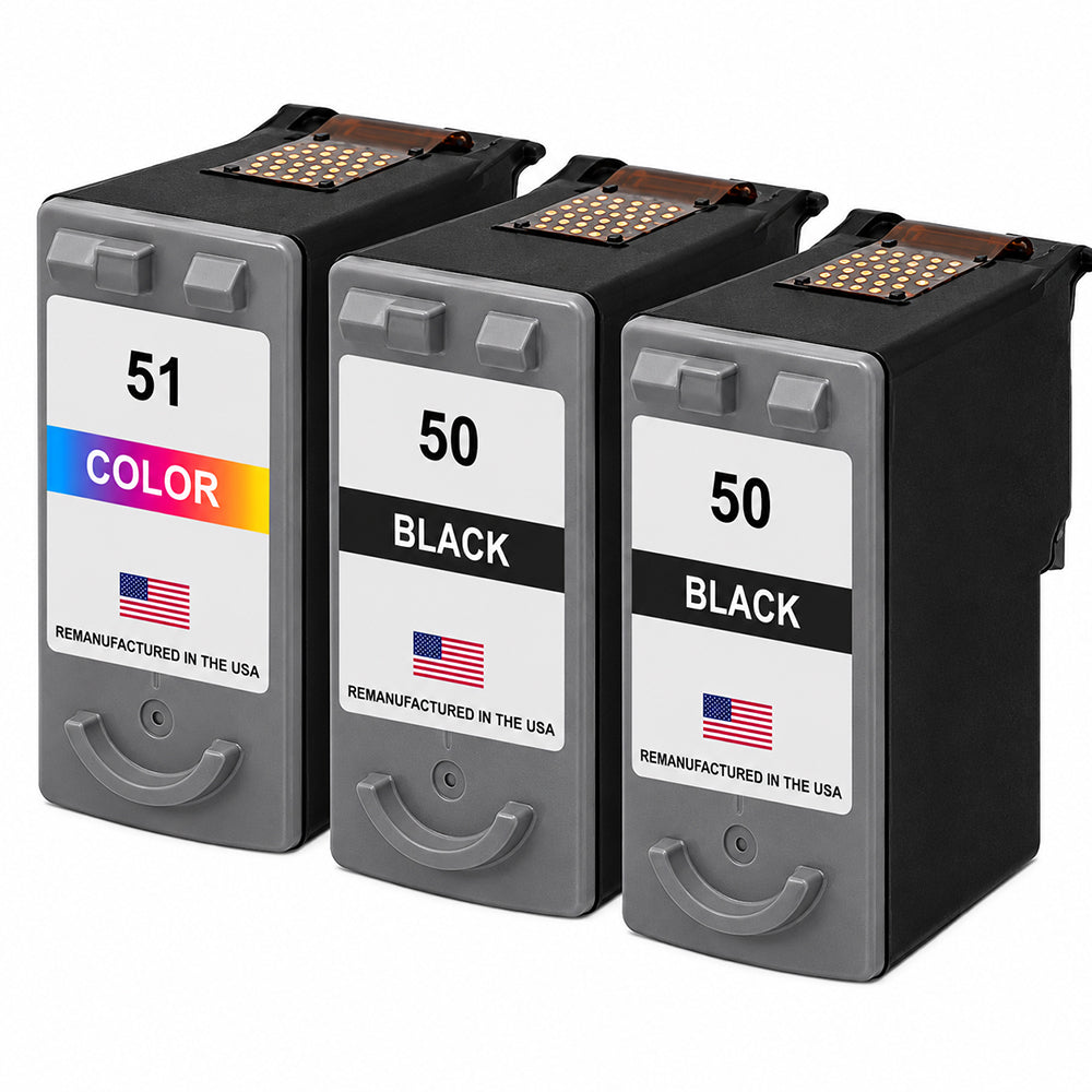 U.S. Remanufactured for Canon PG-50 2 Black / CL-51 1 Color  Ink Cartridge 3-Pack
