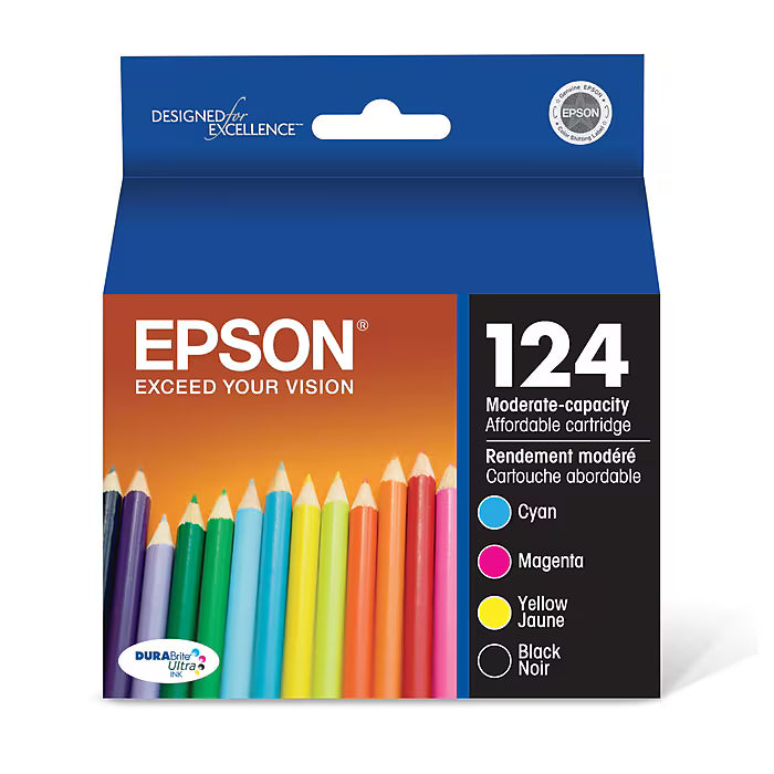 Original Epson T124 Standard Yield Multi-Color (4-Pack) Ink Cartridge