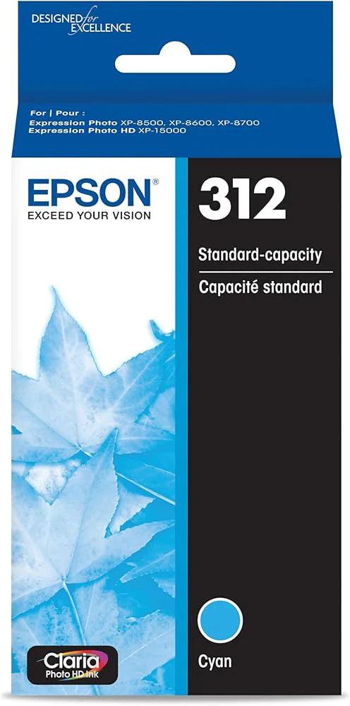 Genuine Epson 312 Cyan Claria Photo HD Ink Cartridge