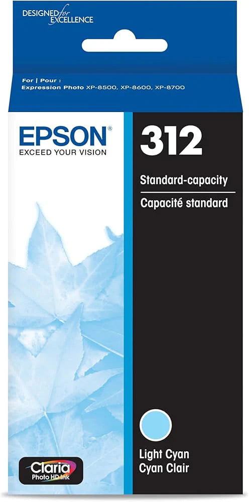 Genuine Epson 312 Light Cyan Claria Photo HD Ink Cartridge