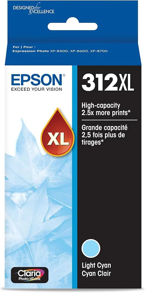 Original Epson 312XL High-Yield Light Cyan Ink Cartridge
