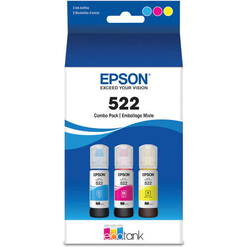Original Epson T522 High-Yield Multi Color (3-Pack) Ink Bottles