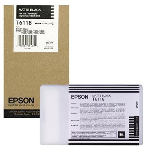Genuine Epson T6118 110ml UltraChrome Matte Black Ink Cartridge